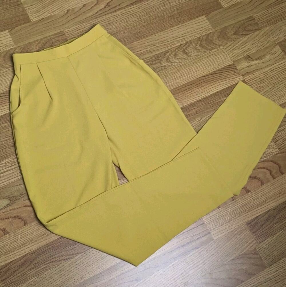 S American apparel crepe pants Mustard Yellow Packets Pleated High Waist